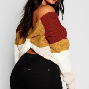 Plus Stripe Knot Back Jumper